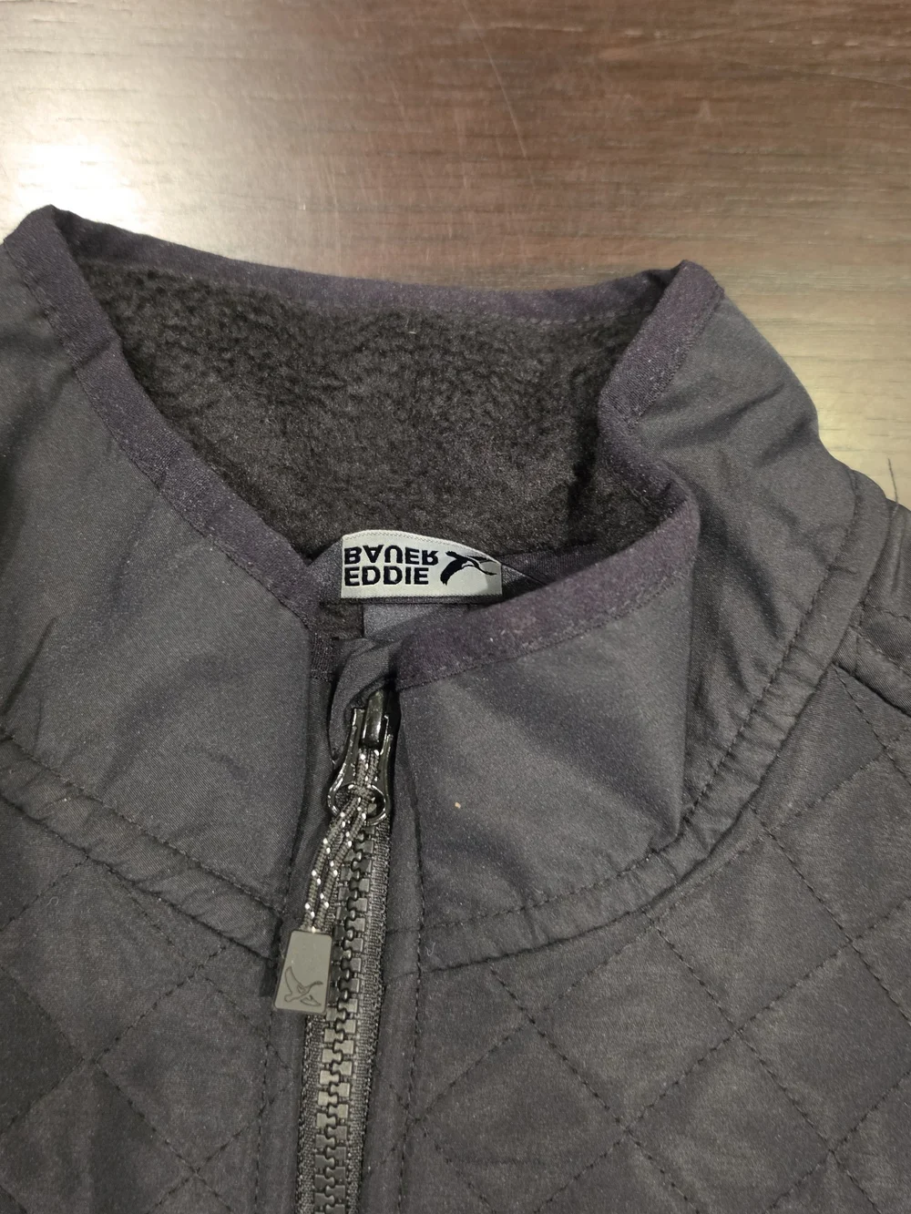 Eddie Bauer Black Quilted-Panel Fleece Jacket, M